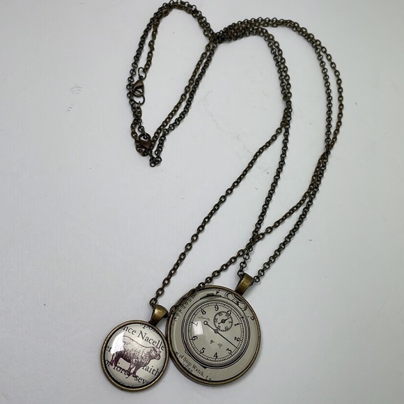 Pair of Antique Brass Style Long Necklaces - Picture 5 of 9